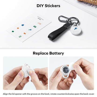 Momax Key Finder Tracker Tag - [Apple MFi Certified] Smart Bluetooth Tracking Device with Find My (iOS Only), Replaceable Battery, DIY Stickers, for Wallets, Luggage, Suitcases, Backpacks, 2 Pack