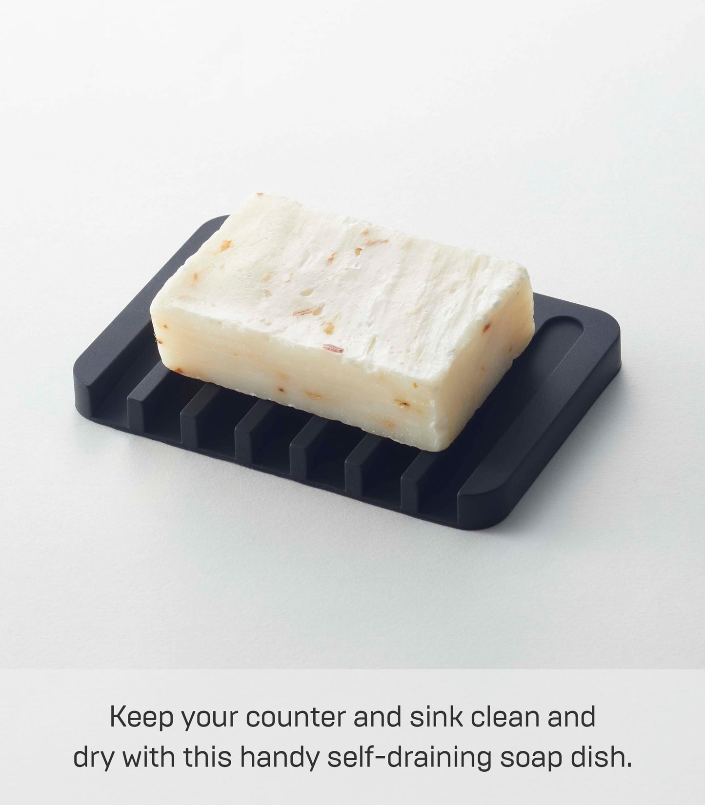 YAMAZAKI Home Flow Soap Tray - Silicone Holder Dish for Sink - Silicone
