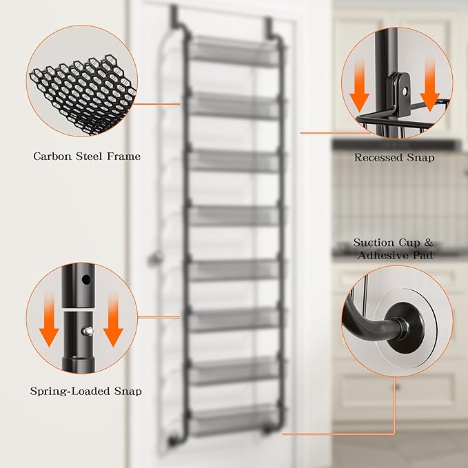 MIAOLI Over the Door Pantry Organizers and Storage, 8-Tier Spice Rack, Home &