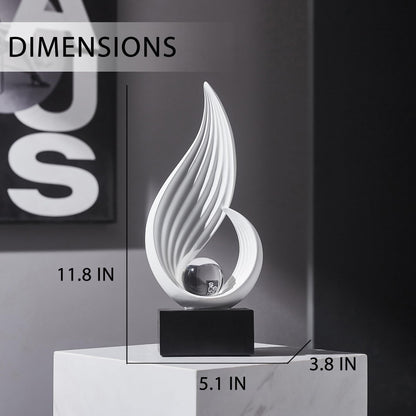 FJS Home Decor Modern White Statue Living Room Decor, Resin Shelf Decor Accents, Abstract Art Sculptures Decorations for Bookshelf Dining Room Office Coffee Table TV Stand