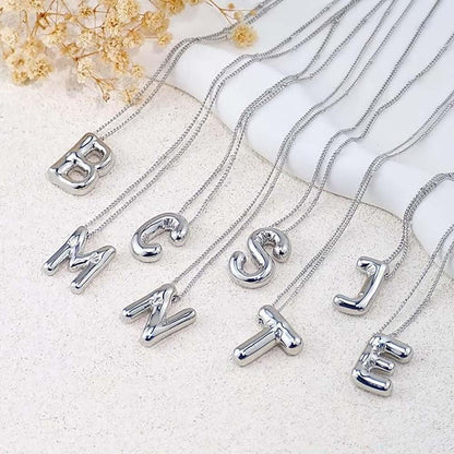 MTINEAPS Silver Initial Necklaces for Women Teens Gifts Trendy Stuff Bubble Letter Pendant Necklaces Sterling Silver Jewelry Birthday Gifts for Women Teen Her Sister A