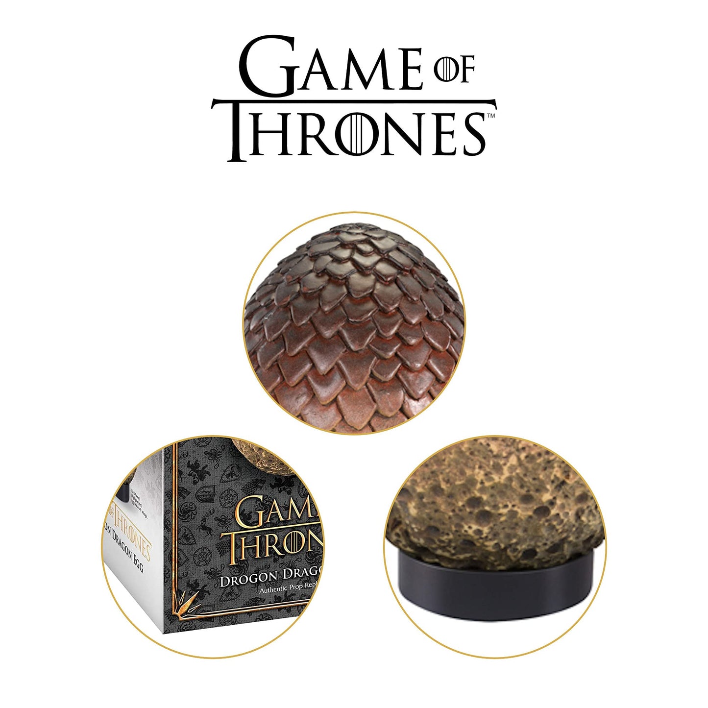The Noble Collection Game Of Thrones Drogon Egg - 11in (28cm) Hand Painted Dragon Egg - Officially Licensed TV Show Props Replicas Gifts