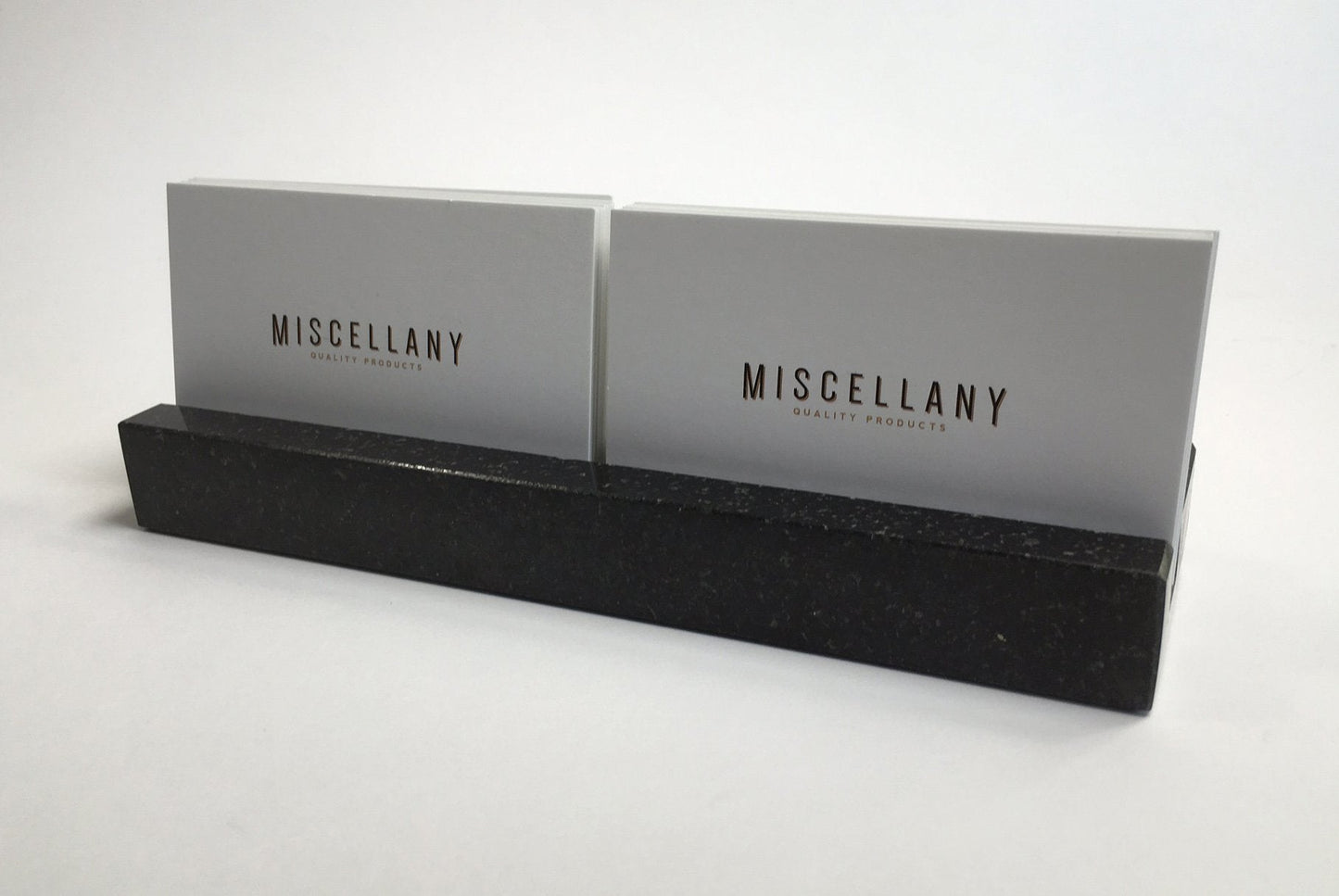 Multiple Business Card Holder for Desk - Black Granite Visiting Card Holder - Holds up to 40 Cards - Desktop Business Card Stand for Home & Office - Elegant & Luxurious Office Desk Accessories