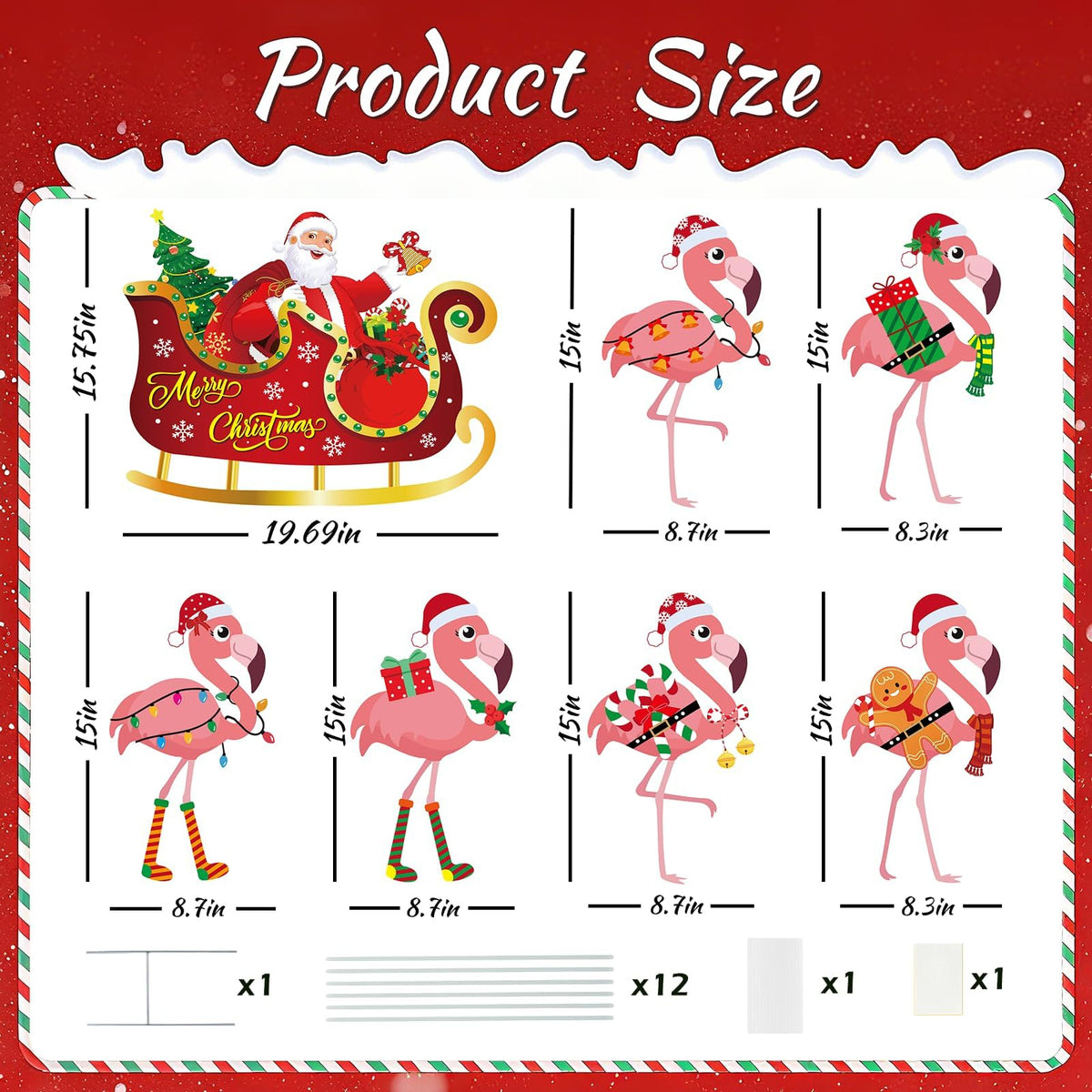 ARQRHTLY 7pcs Christmas In July Flamingo Yard Sign with Stakes Waterproof Outdoor Lawn Garden Holiday Decoration for Patio Front Yard Pool Party Beach Seasonal Festive Decor Eye Catching Flamingo Sign