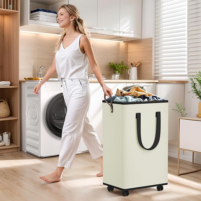 Laundry Basket with Wheels, Collapsible Laundry Baskets, Laundry Hamper with