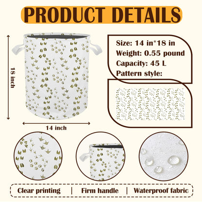 Cilrii Animal Footprints Nursery Laundry Basket, Forest Animal Track Laundry Basket Hamper Waterproof Collapsible Clothes Toys Storage Bin for Bedroom Bathroom Kids Room, Toybox for Boys Girls