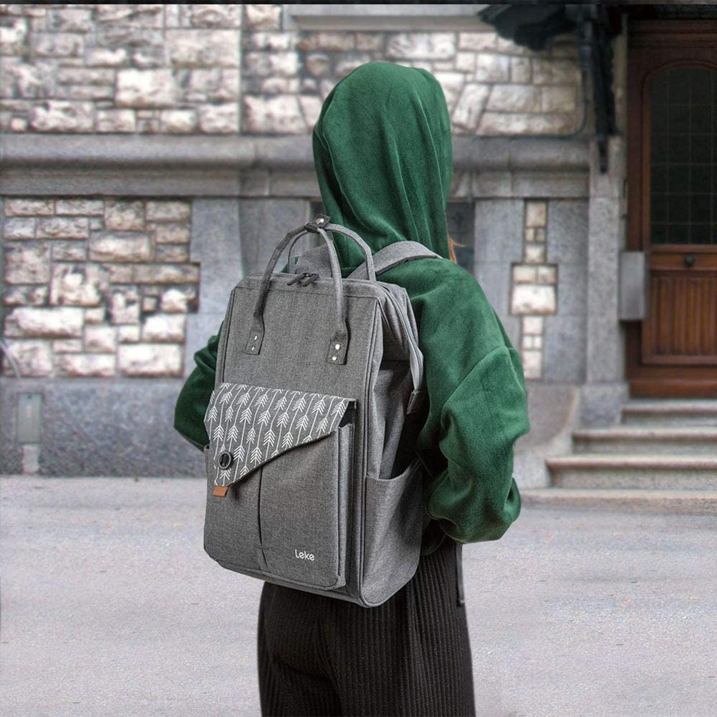 Lekesky Laptop Rucksack Bag 15.6 Inch Computer Backpack School Bag for Travel Business College Women Men- Grey