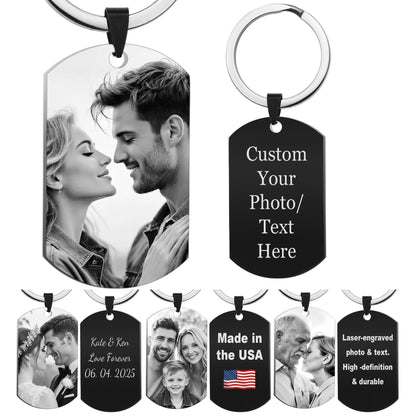 Queenberry Custom Keychain with Picture Personalized Photo Keychain Gift for Wedding Gift for Christmas Dad Men Husband Boyfriend