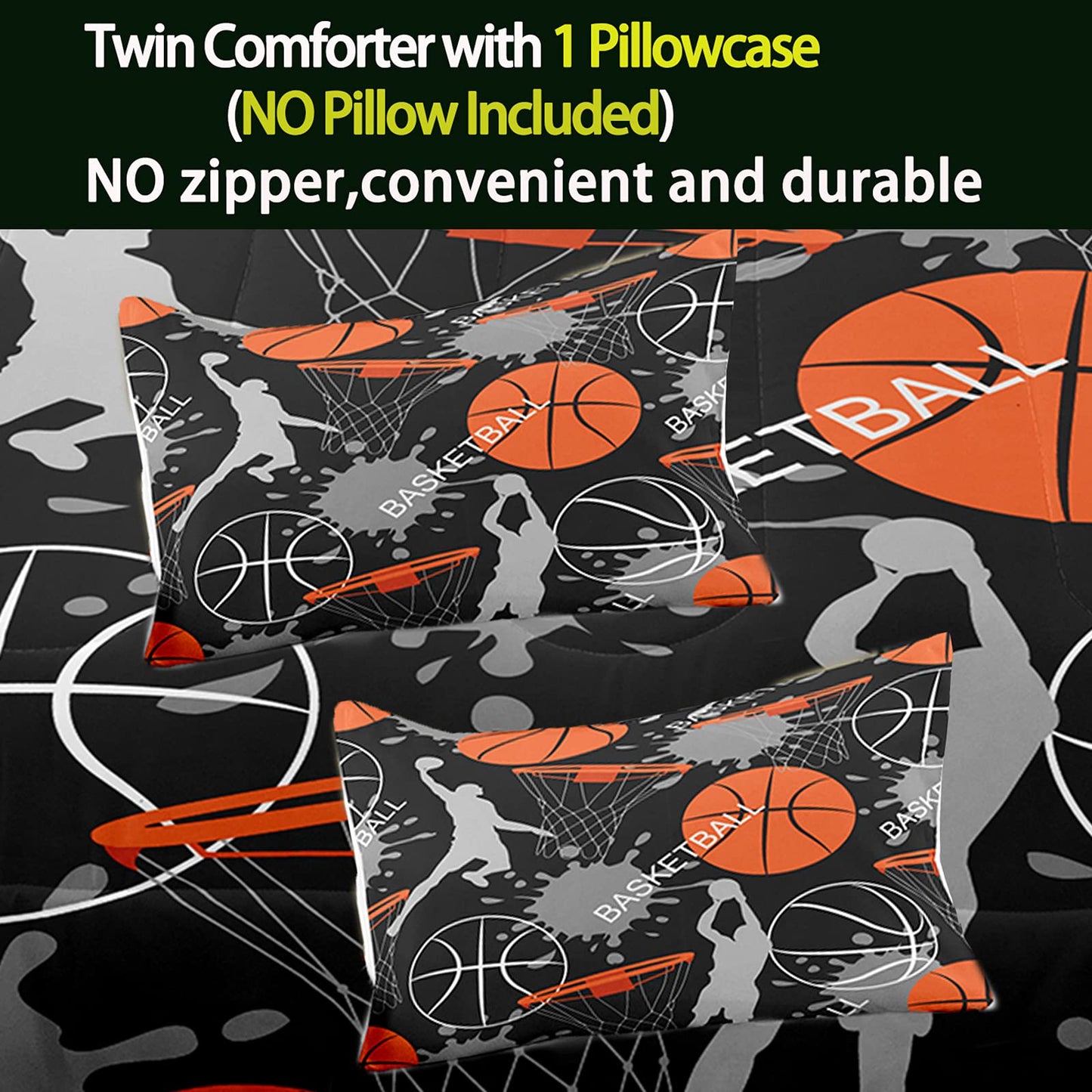 Bodhi 3D Basketball Sports Comforter Set for Teen Boys,Kids Soft Microfiber Bedding Set with Pillowcases,Queen Size,3PCS,1 Comforter+2 Pillow Shams #4003
