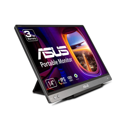 ASUS ZenScreen 16” Portable USB Monitor (MB169CK) - Full HD, IPS, Dual USB-C, Mini-HDMI, Eye Care, Flicker Free, Blue Light Filter, Anti-Glare Surface, 360° Kickstand, 3 yr Warranty