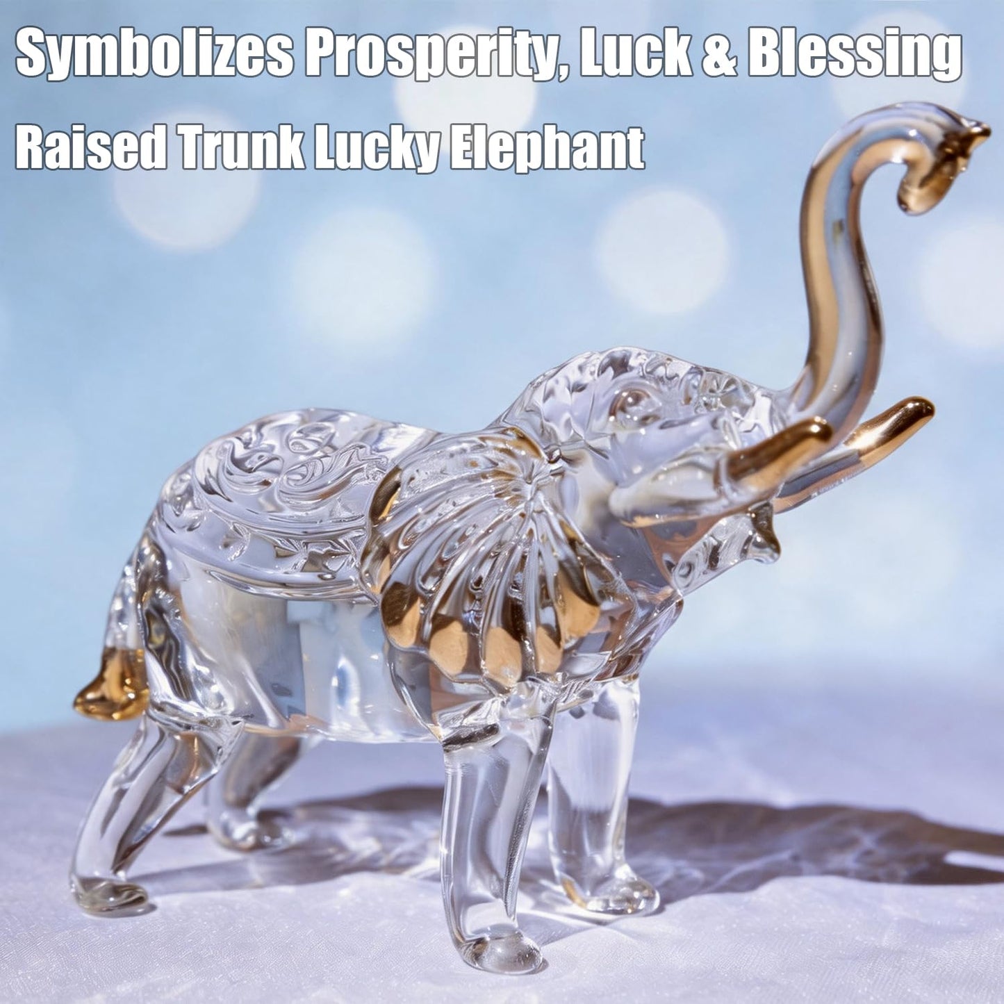 KWASVLYA Handmade Crystal Elephant Figurine – Good Luck Decorative Statue for Home & Office Decor, Elegant Gift for Housewarming, Business, Weddings & Collectors