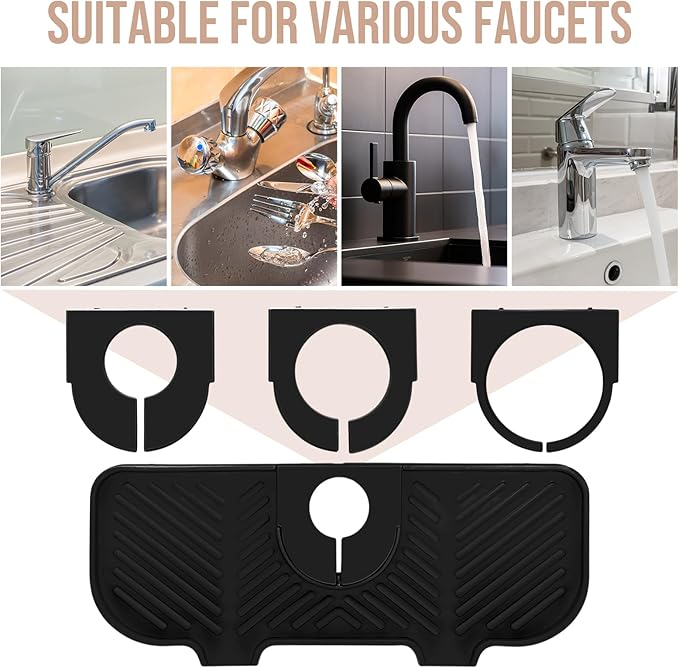2 Pcs Silicone Faucet Splash Guard 10.6 ” x 4.3” Kitchen Sink Splash Guard