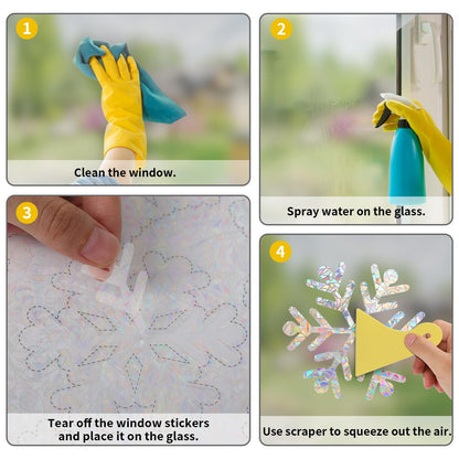 Snowflake Window Clings, YUOROS 55 Pieces Christmas Winter Decorations Window Stickers Bird Window Strike Prevention Stop Birds from Hitting (Snowflake)