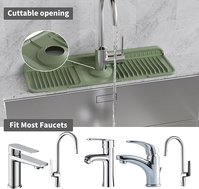 WAFT YEARN 17X5 Inch Silicone Durable Faucet Mat Kitchen Sink Splash Guard