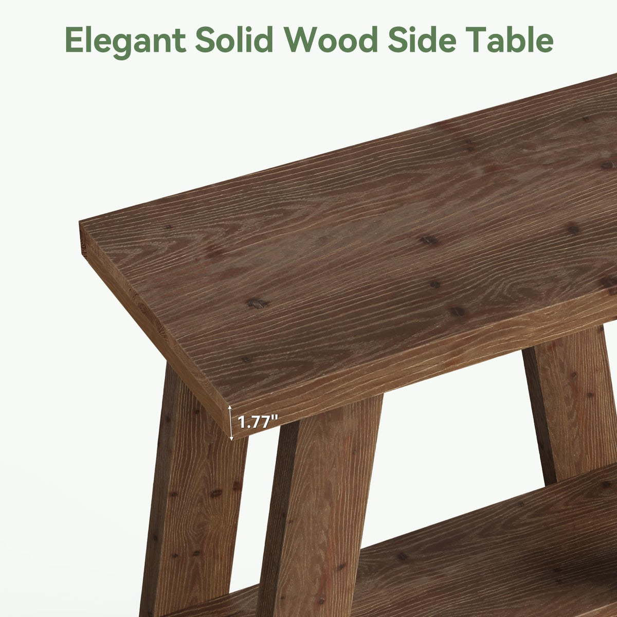 LITTLE TREE Solid Wood End Table, Small Side Table with 2-Tier Storage Shelf for Living Room, Rectangular Side Table for Couch, Bedside Table for Bedroom, Easy Assembly