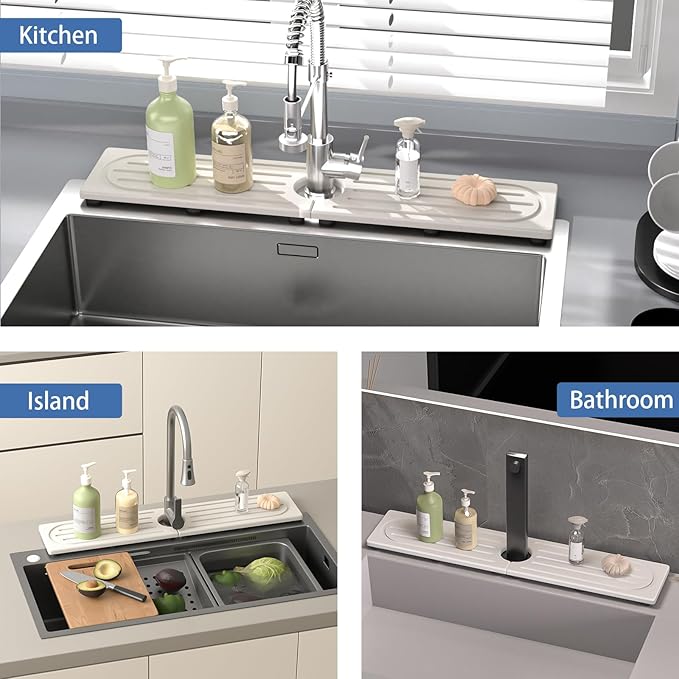 Kitchen Faucet Mat, Quick Drying Diatomite Sink Faucet Mat Splash Guard