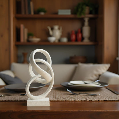 LAIKEARTS 10" Modern Abstract Ribbon Decorative Sculpture, Knot Sculptures,Home Decor,Coffee Table Statues,Dining Living Room Desk Decor（White）