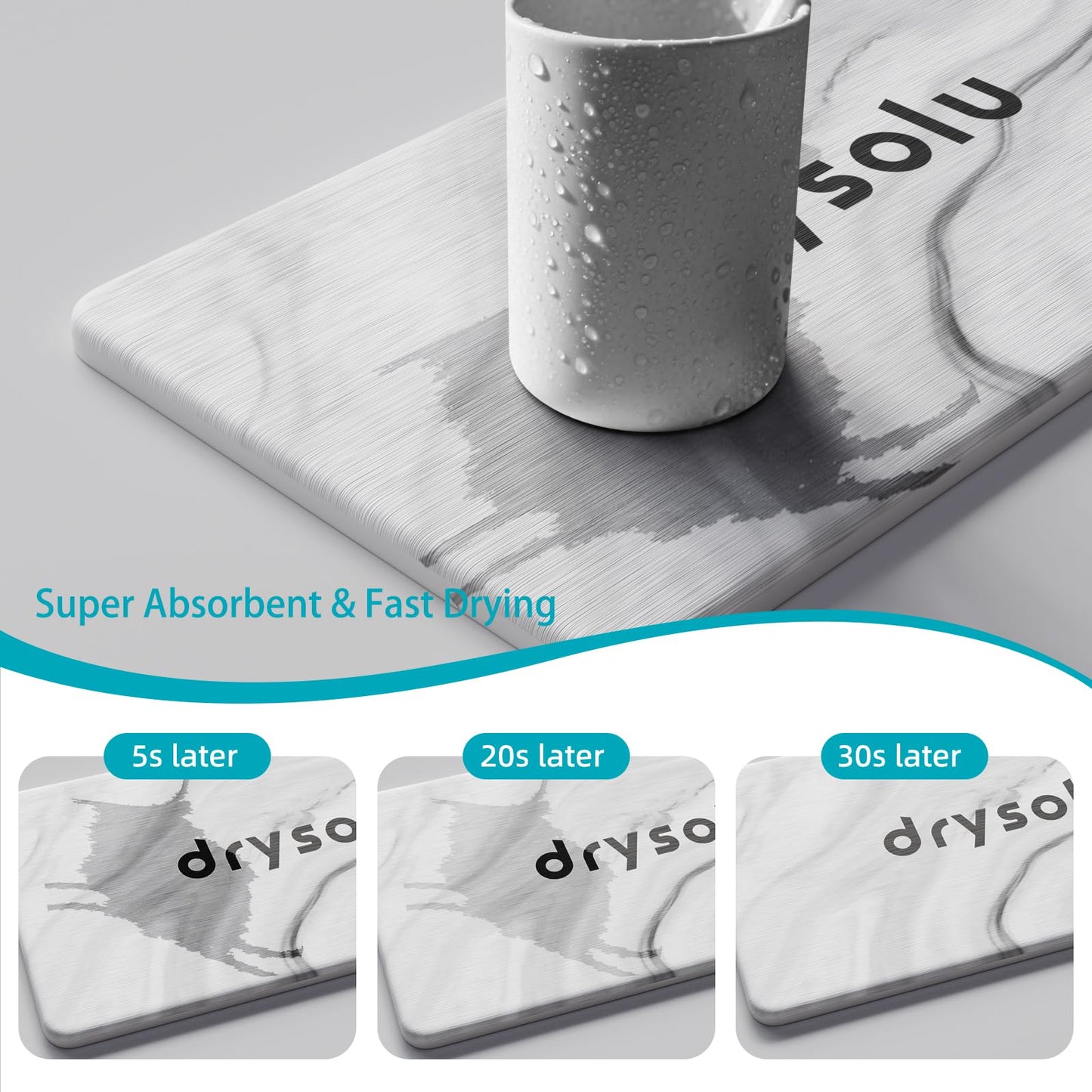 DRYSOLU Toothbrush Holders Large Toothbrush Holder with 6 Slots – Fast Drying Toothbrush Organizer for Bathroom Sink Countertop, Fits Electric & Manual Toothbrushes, Water Absorbent Diatomaceous Earth
