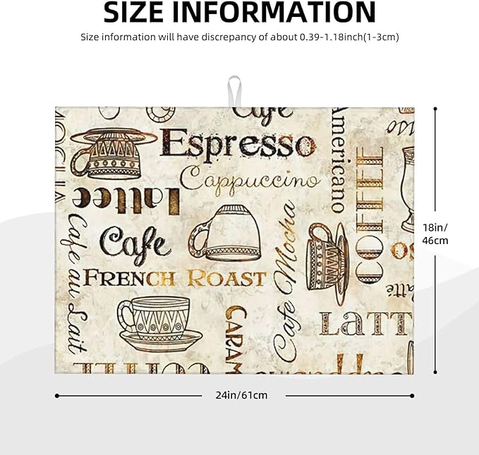 2Pcs Dish Drying Mats Faucet Mats Sets Large Size Coffee Mats Sink Faucet Mat