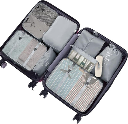 Packing Cubes for Suitcase - GEEDIAR 11 PCS Packing Cubes Travel Luggage Organizers Bag Waterproof Travel Essentials Bag Clothes Shoes Storage Bags（Grey）