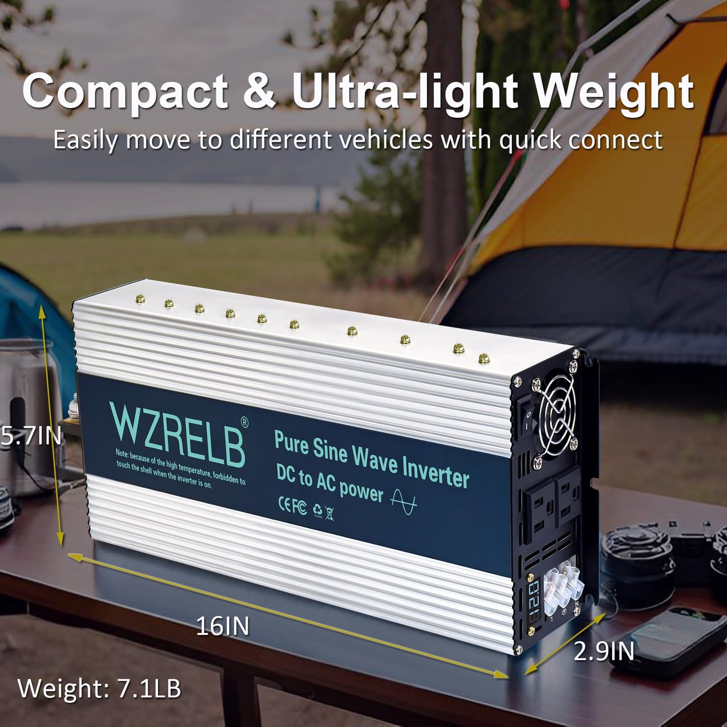 WZRELB 3500W Pure Sine Wave Inverter 24V DC to 110V 120V AC with LED Display,Remote Controller,Off-Grid Power Converter 7000W Surge with Dual AC Outlets, Hardwire Terminal for Home, RV, Truck, Camping