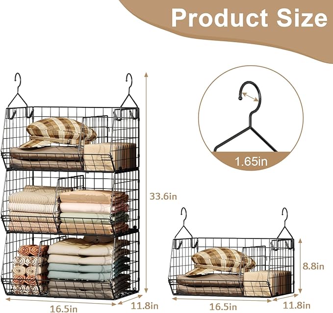 3 Tier Closet Hanging Shelves