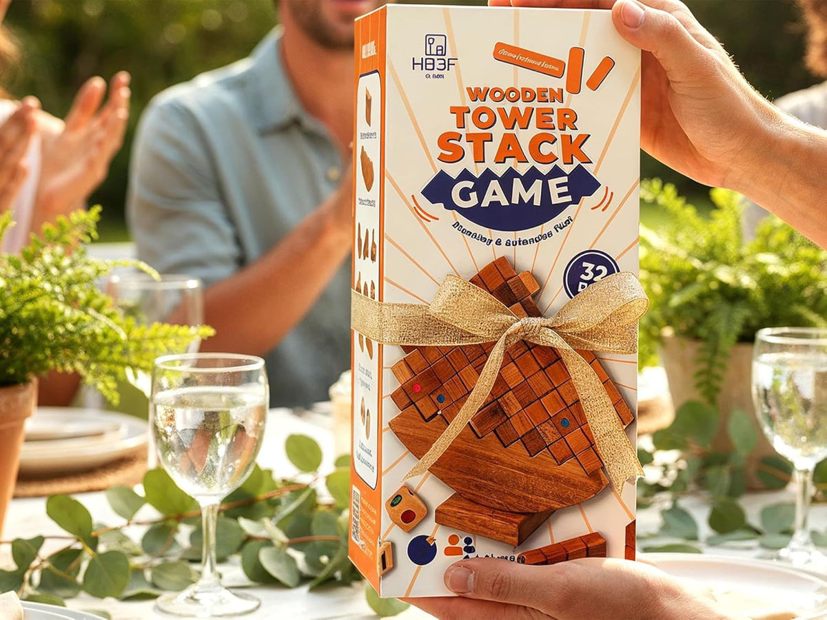 BSIRI Wooden Balance Stacking Tower - Classic Family Game Night for Adults & Seniors Stacker Blocks Table Fun Board Games for Party Balancing Drop Stack Building Block Toys for Gifts Set Towerstack