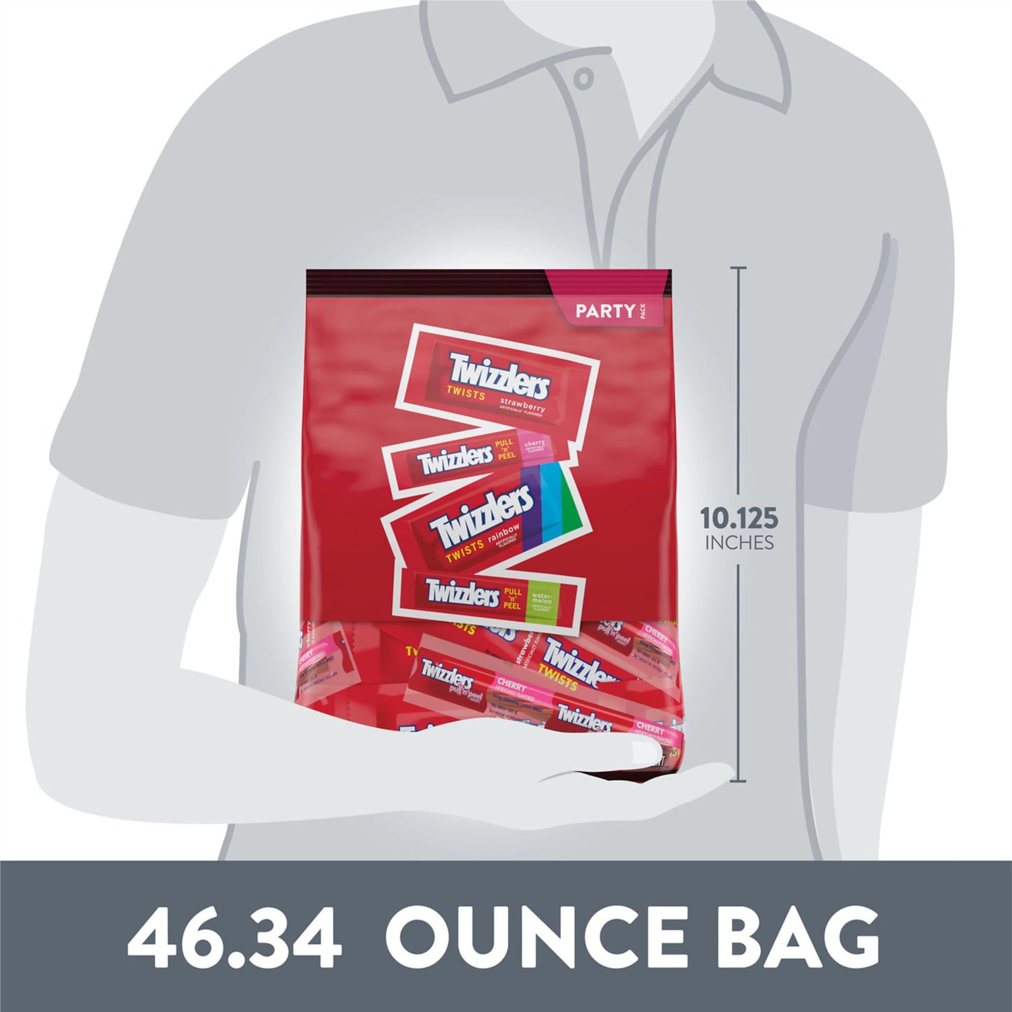 TWIZZLERS Assorted Flavored Licorice Style, Candy Bulk Party Pack, Halloween Candy, 46.34 oz