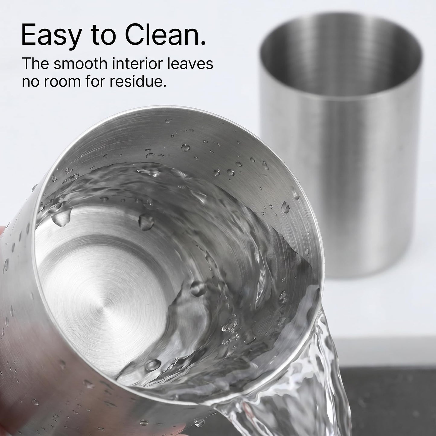 Veemoon Stainless Steel Bathroom Cup, Silver Metal Toothbrush Cup Unbreakable Water Drinking Mug Toothbrush Holder Jar Reusable Beverage Mug Brushed Nickel Tumbler Rustic Beer Container for Men Women