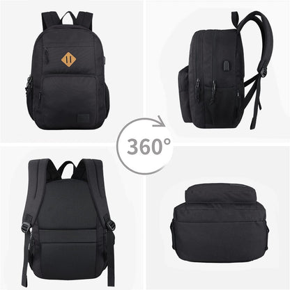 KEOFID Classic Travel backpack for Men and Women, Anti theft Laptop backpack with USB Charging Port for College, Business(Black)