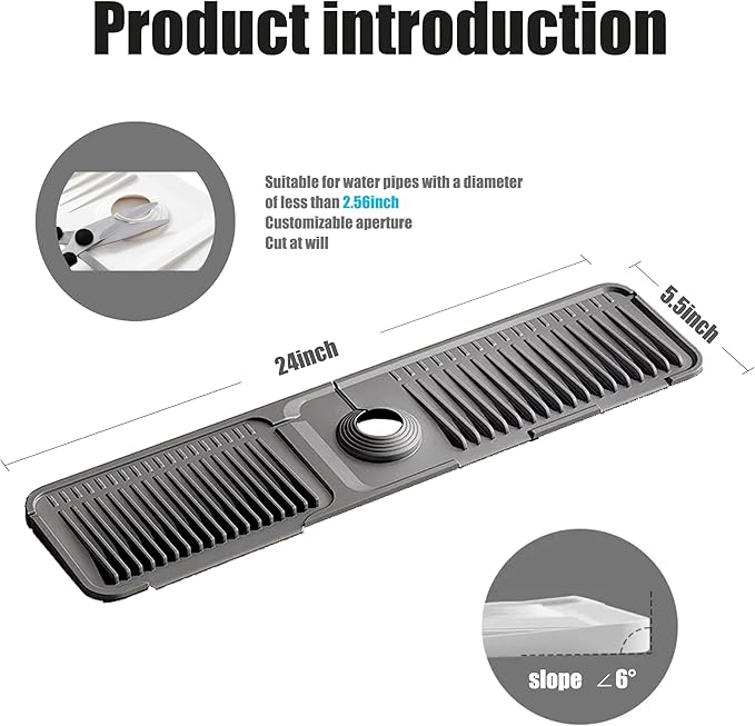STARGAZ Silicone Faucet Mat for Kitchen Sink, Faucet Draining Mat, Sink Back