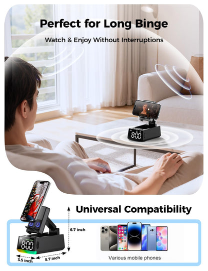 Bluetooth Speaker Birthday Gift for Men:Induction Cell Phone Stand HD Sound Gifts For Mother 2026 Teacher Appreciation,Anti-Slip Phone Holder Kitchen Gadget Women Mom Wife,Dad Husband Boyfriend(Black)