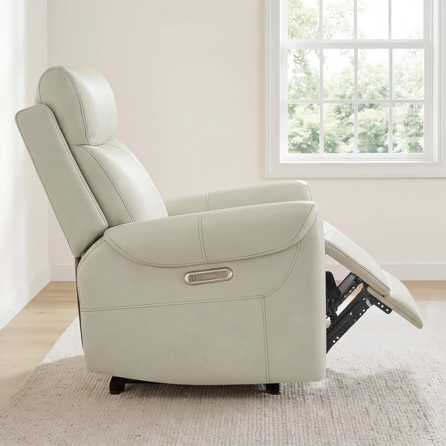 KISLOT Leather Recliner Chair Set of 2, Wall Hugger RV Recliners with USB Charging Ports Electric Power Reclining Sofa for Living Room Home Theater Seating Bedroom