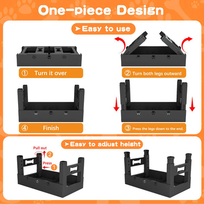 Elevated Dog Bowls with 2 Stainless Steel Bowls, 5-Height Adjustable Stand (3.1", 9" to 12"), for Improved Digestion & Neck Support, Easy Clean, Non-Slip Base Raised Feeder for Medium Large Dogs
