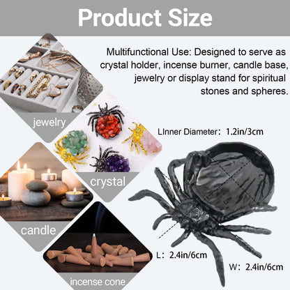4 PCS Spider Incense Cone Holder Zen Aroma Diffuser Candle Holders, Halloween Decor Spiritual Reiki Table Ornament Healing Gift