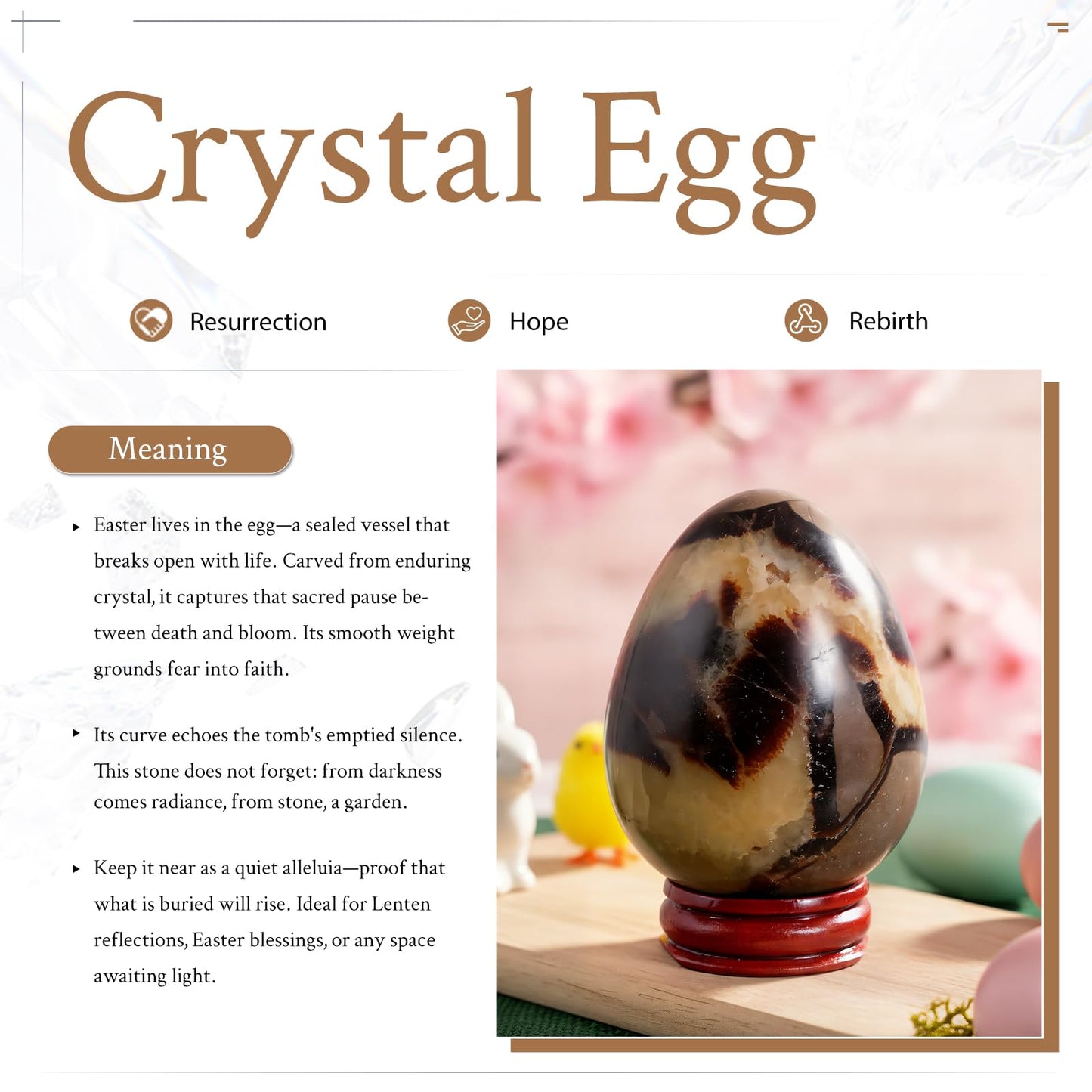 Nupuyai 1.97"-2.56" Natural Septarian Dragon Crystal Egg with Wooden Stand Healing Stone Egg for Divination Fengshui Meditation Home Decorations