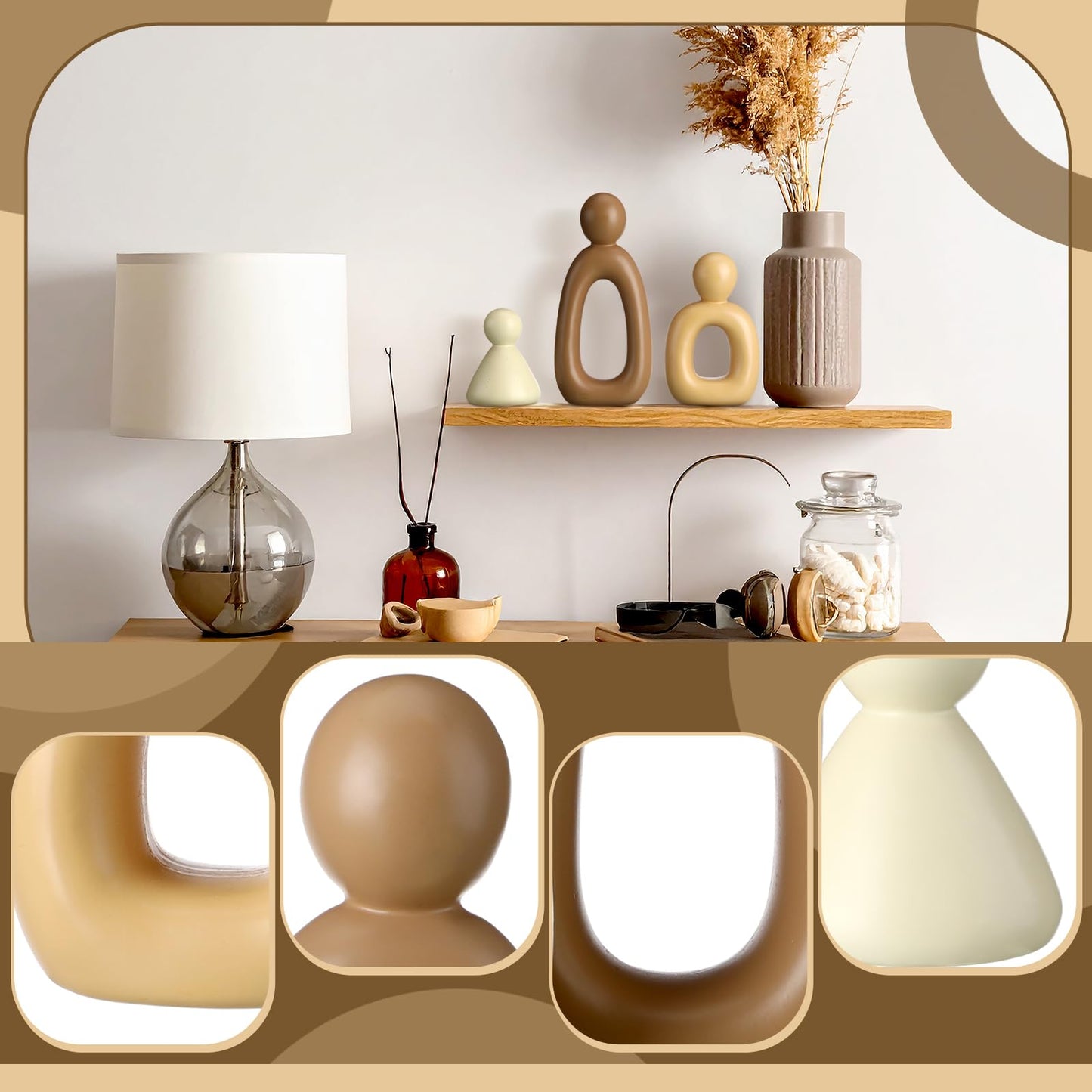 Youyole Abstract Family of 3 Modern Sculpture Modern Home Decor for Shelf, TV Stand, Bookshelf, Living Room Decorative Accents and Housewarming Gift for Living Room Office Table Shelves Decorations
