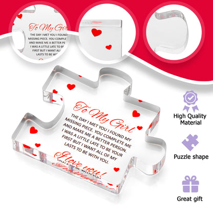 Engraved Acrylic Block Puzzle - Sentimental Gift for Her - Valentine's Day & Fiance Birthday Gift