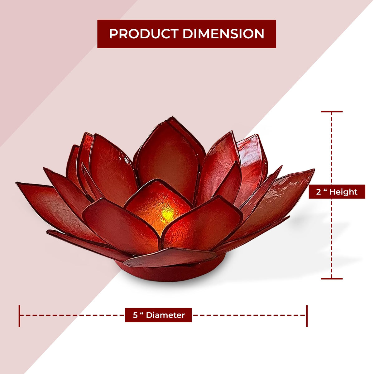 Om Gallery Capiz Shell Lotus Flower Decor Tealight Candle Holder for Serene Ambiance -Decorative Candle Holders for Meditation, and Relaxation, Horizon