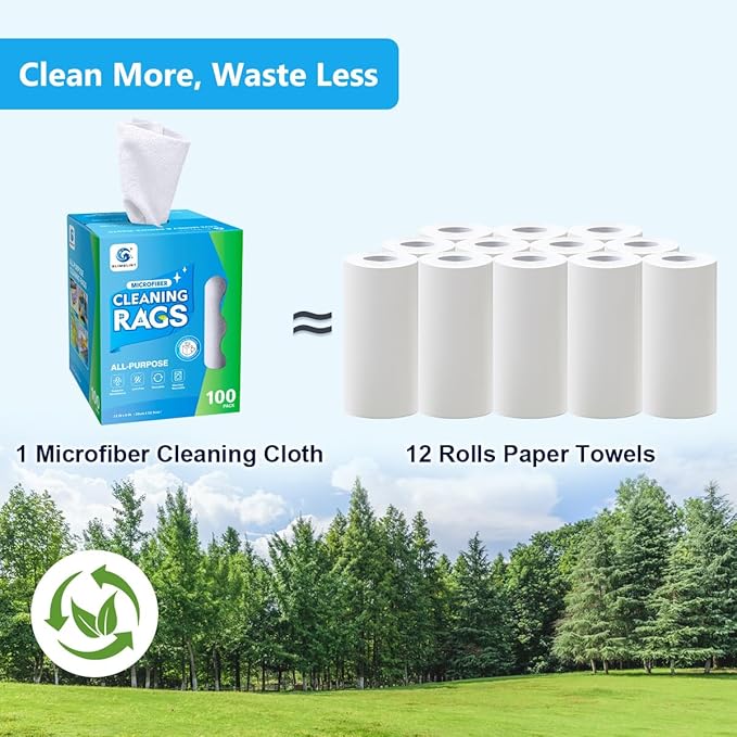 GLIMGLINT White Microfiber Cleaning Cloth, 100 Pack Cleaning Rags, Ultra