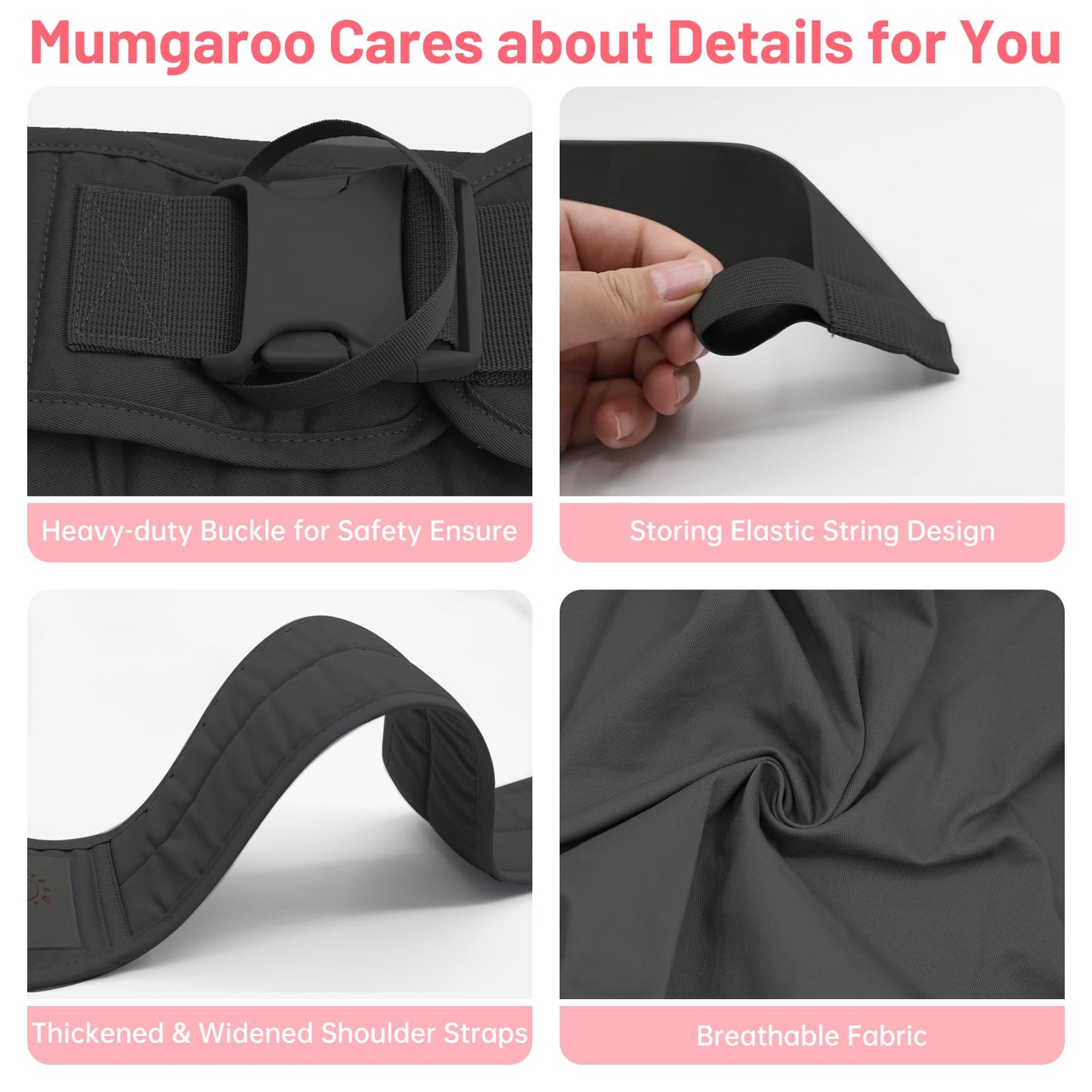 Mumgaroo Baby Sling, Adjustable Toddler Carrier Sling, Breathable Baby Sling Carrier with Thick Shoulder Straps for Newborn, Infant, Toddler, 0-36 Months (Black)