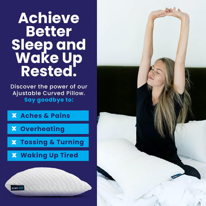 Sidney Sleep Pillow for Side and Back Sleepers - Comfort for Neck and Shoulder Pain - Adjustable and Customizable Shredded Memory Foam Filling - Queen Size - Includes Additional Foam Fill (White)