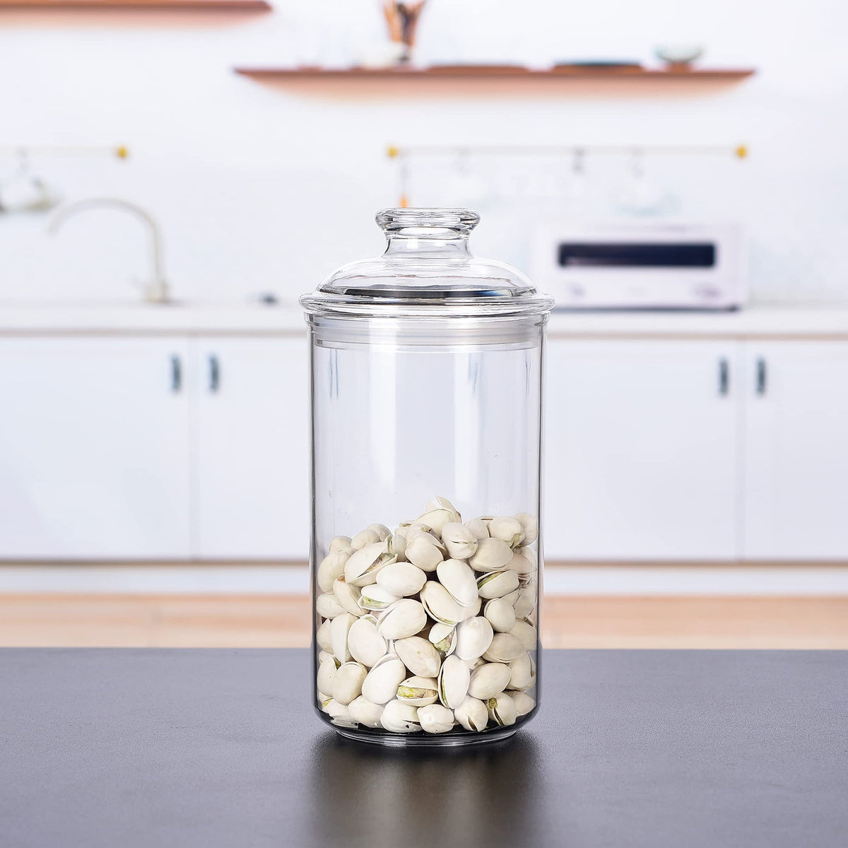 IVOOBR 34oz Acrylic Storage Jar, Airtight Lid with Silicone Sealing Ring, Ideal Canister Container for Sugar, Tea, Spices, Herbs, Shells, Bath Salt, Christmas Decorative Apothecary Jars