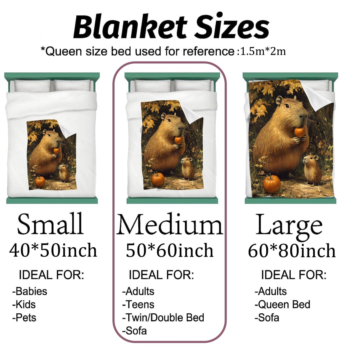 vnlvnl Capybara Blanket Lightweight Flannel Blankets Gifts for Adults Cute Animal with Autumn Pumpkin Printed Throw for Couch Chair Office Bedroom Fall Thanksgiving Decor, 60x50inch