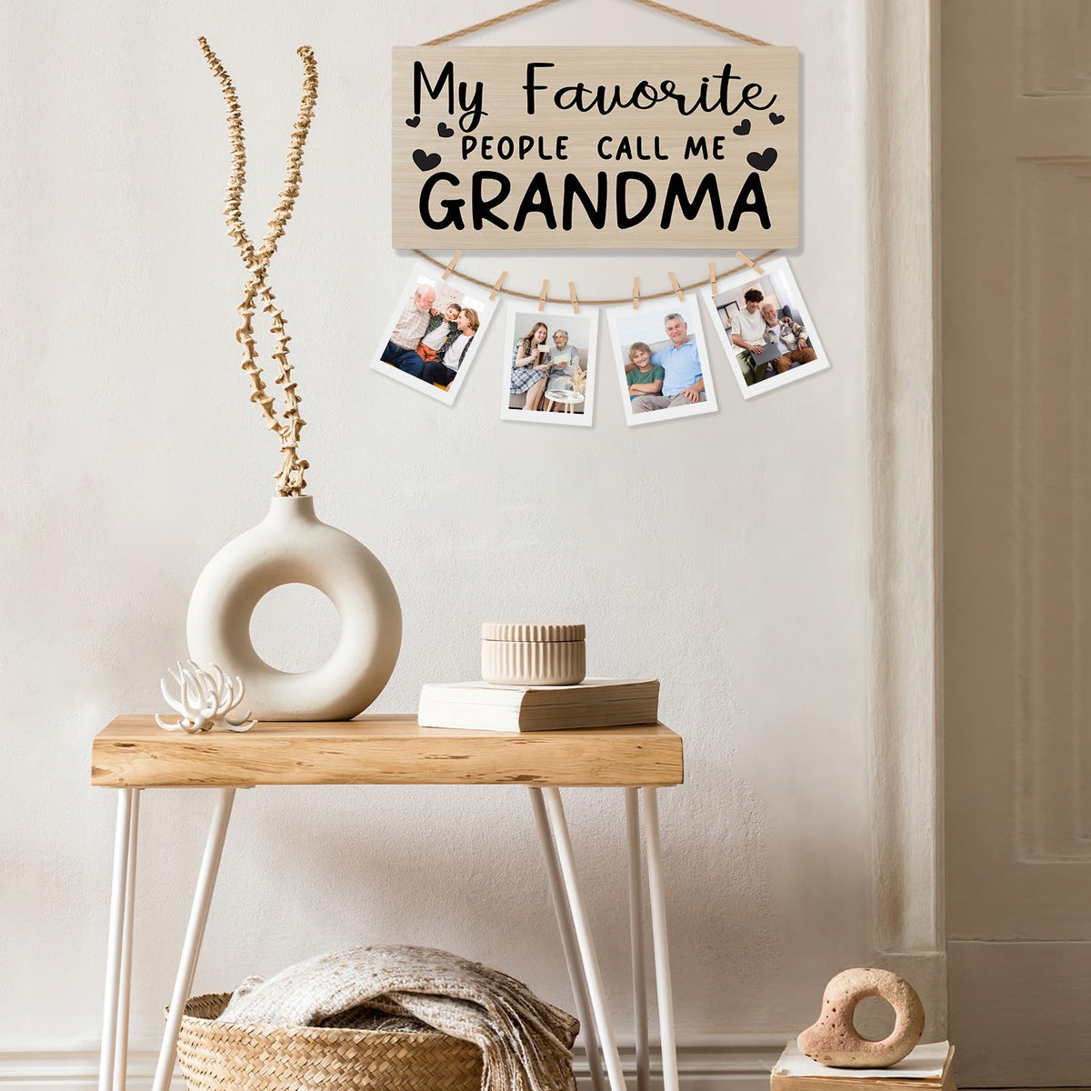 shiviody Grandma Picture Frame Photo Holder for Wall, Best Grandma Gifts for Christmas Birthday from Grandkids Granddaughters, Grandmother Gifts Photo Hanging Display Picture Board for Wall Decor