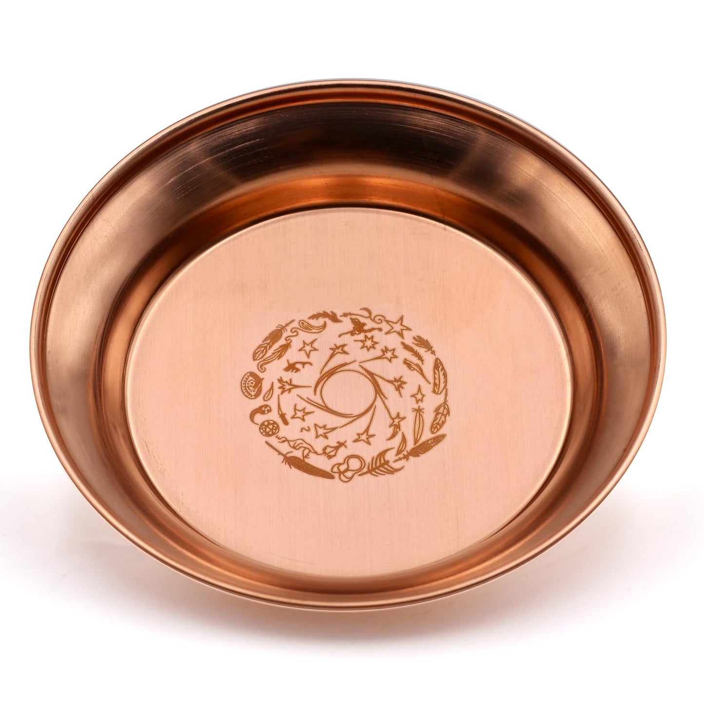 Copper Offering Bowl Ritual Plate Great for Altar,Incense Burner, smudging Bowl, Offering Dish,Candle Trays, Ash Catcher,Jewelry Dish (Shaman Totem)