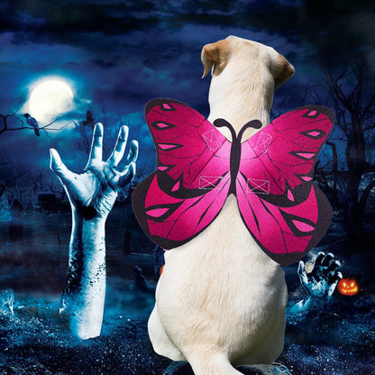 Butterfly Dog Costume Wings, Cat Dog Halloween Costumes Fairy Wings for Small Medium Large, Pet Clothes Puppy Outfit for Christmas Birthday Party Photo Props Dress up Accessories