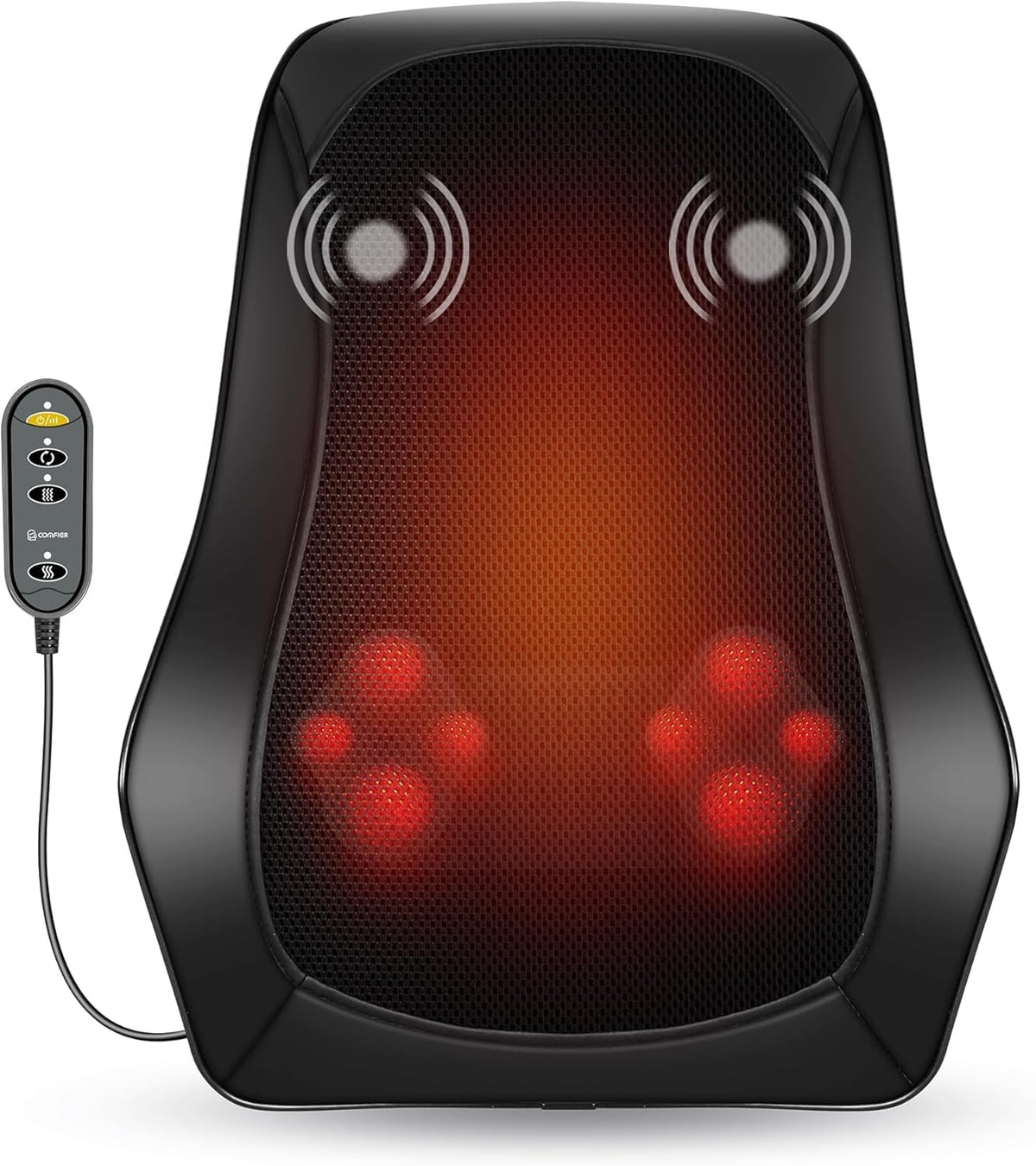 COMFIER Back Massager with Heat, Shiatsu Neck and Back Massager with Heat for Back Pain, Soothing Heating & 3D Kneading Massage Pillow Gift for Men Women