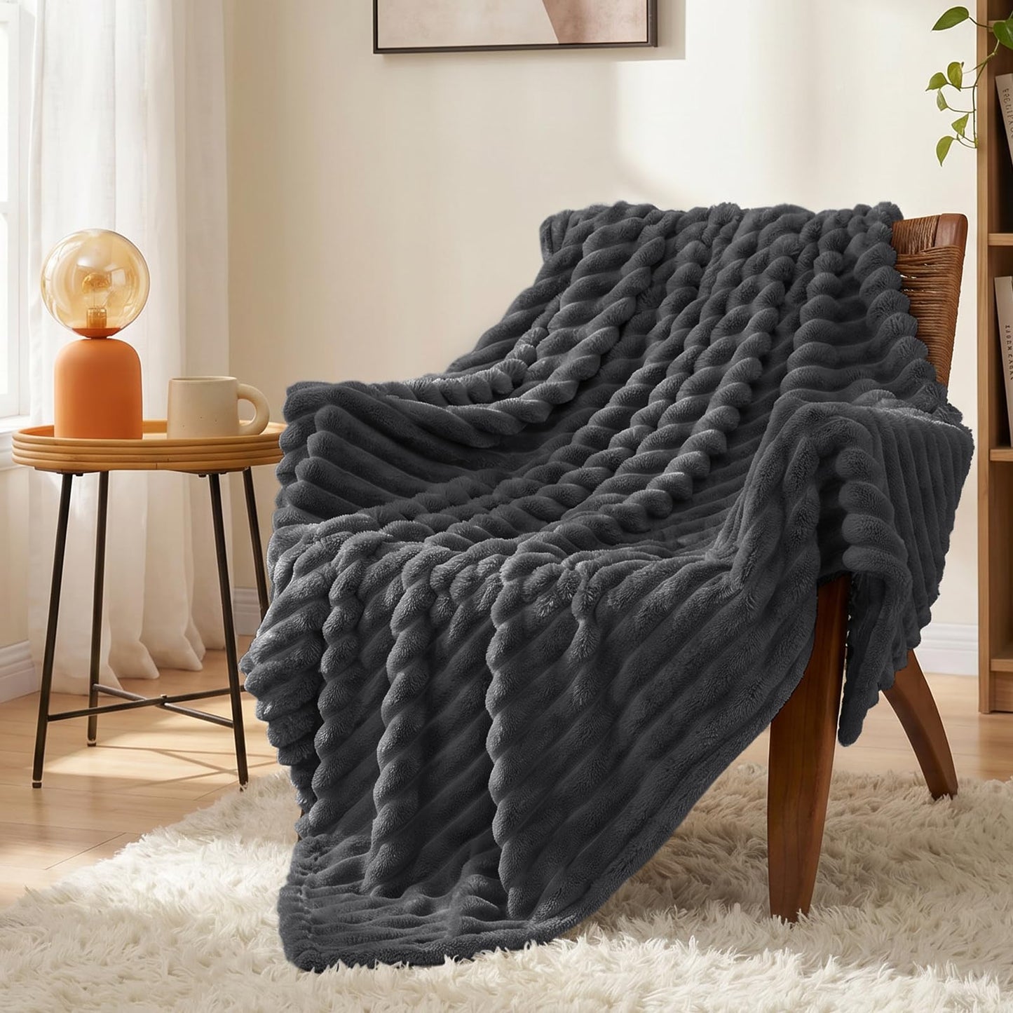 CozyLux Dark Grey Throw Blanket for Couch & Bed - 300GSM Soft Plush Fleece, 50"x60" Lightweight All Season Blanket for Travel, Aesthetic Home Decor, Graduation & Birthday Gifts for Women Men