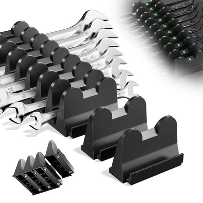 Luomeic 40PCS Modular Wrench Organizer Holder - Storage Set with Metric & SAE Florescent Label & Anti-Slip Mat, Wrench Rack for Tool Box Drawer, Tool Gift for Professional Mechanics Men